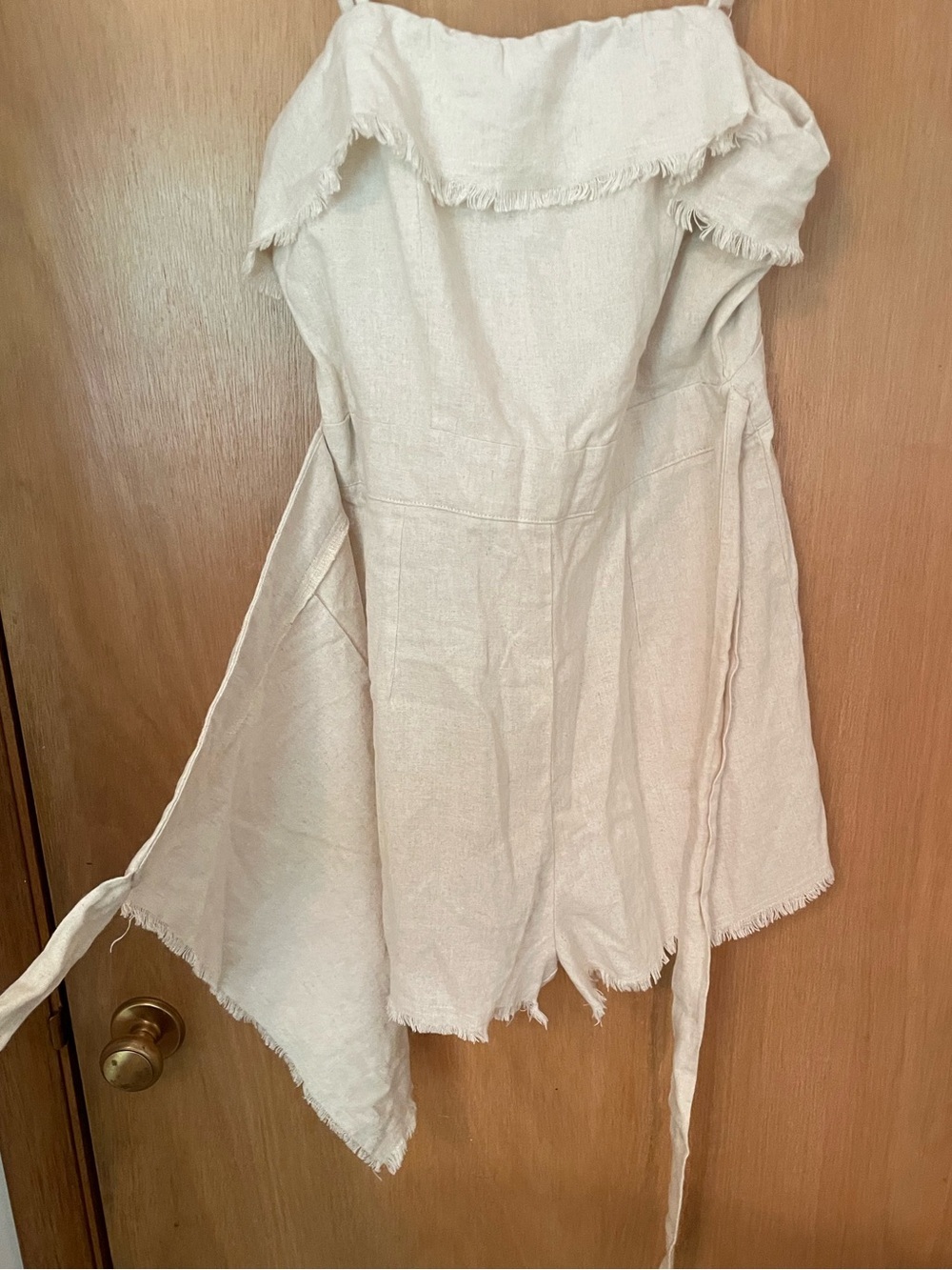 Natural Linen Jumper Romper with Skirt Tie Size S/M. - Picture 4 of 11